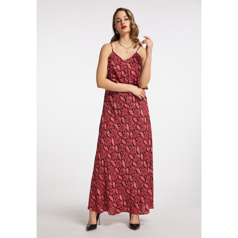 faina Obleka vinsko rdeča / pastelno rdeča / črna