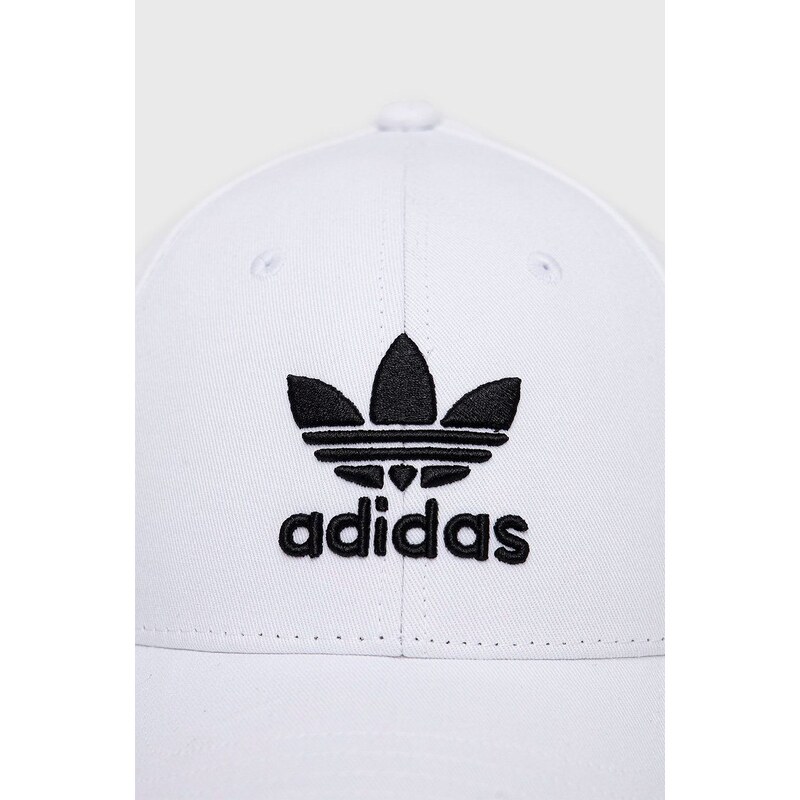 Bombažna bejzbolska kapa adidas Originals bela barva