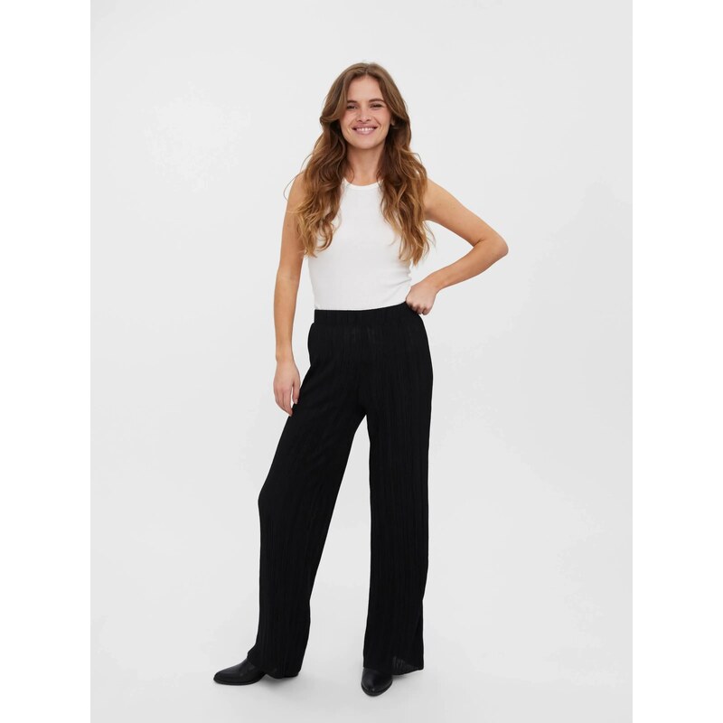 VERO MODA Hlače 'CARI' črna / srebrna