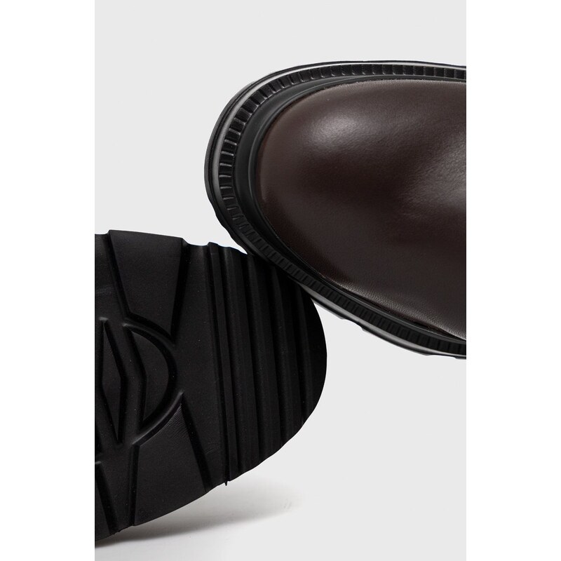 Usnjeni elegantni škornji Karl Lagerfeld Danton ženski, rjava barva