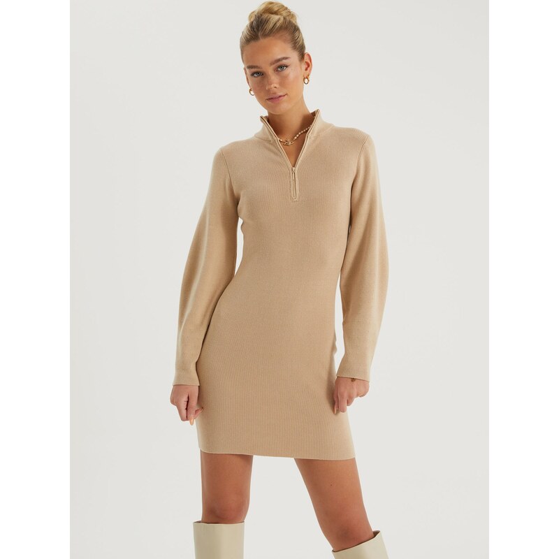 millane Pletena obleka bež