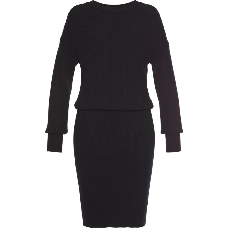 LASCANA Pletena obleka črna