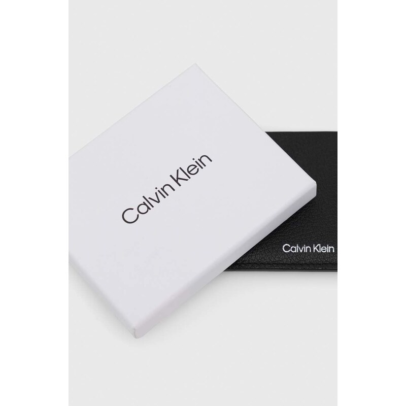 Usnjen etui za kartice Calvin Klein moški, črna barva