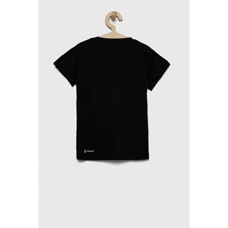 Otroška kratka majica adidas črna barva