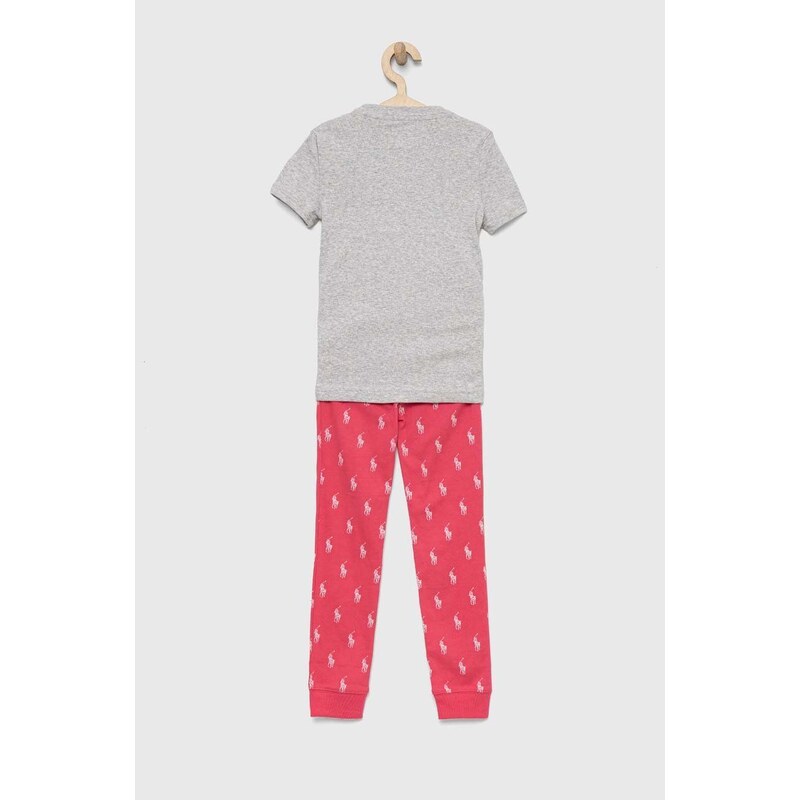 Otroška bombažna pižama Polo Ralph Lauren roza barva