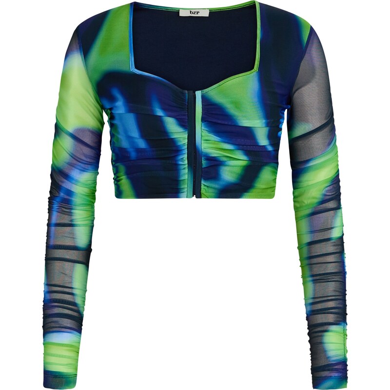 BZR Majica 'Mela' mornarska / turkizna / svetlo zelena / črna