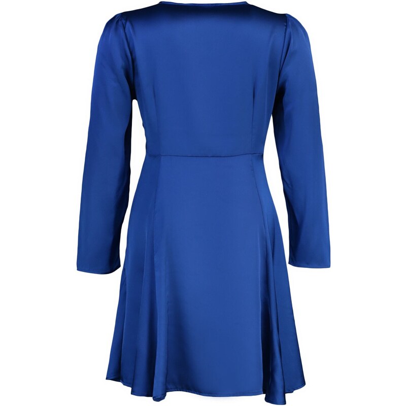 Trendyol krivulja Indigo gumb Podrobna satenska tkana obleka