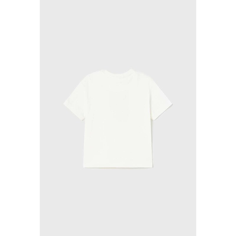 Otroška bombažna majica Mayoral bela barva