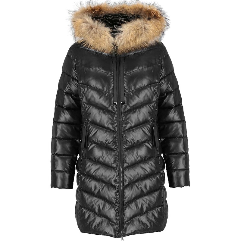 PERSO Woman's Women's winter jacket with natural fur on the hood,casual style