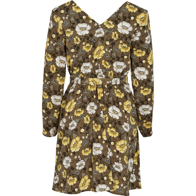 VILA Obleka 'KRISTINA' bež / svetlo rumena / oliva