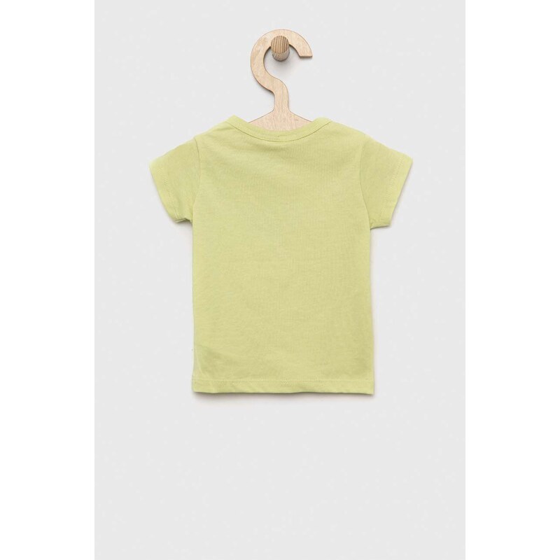 Otroška bombažna majica United Colors of Benetton zelena barva