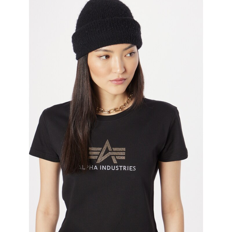 ALPHA INDUSTRIES Majica 'Crystal' zlata / črna / srebrna
