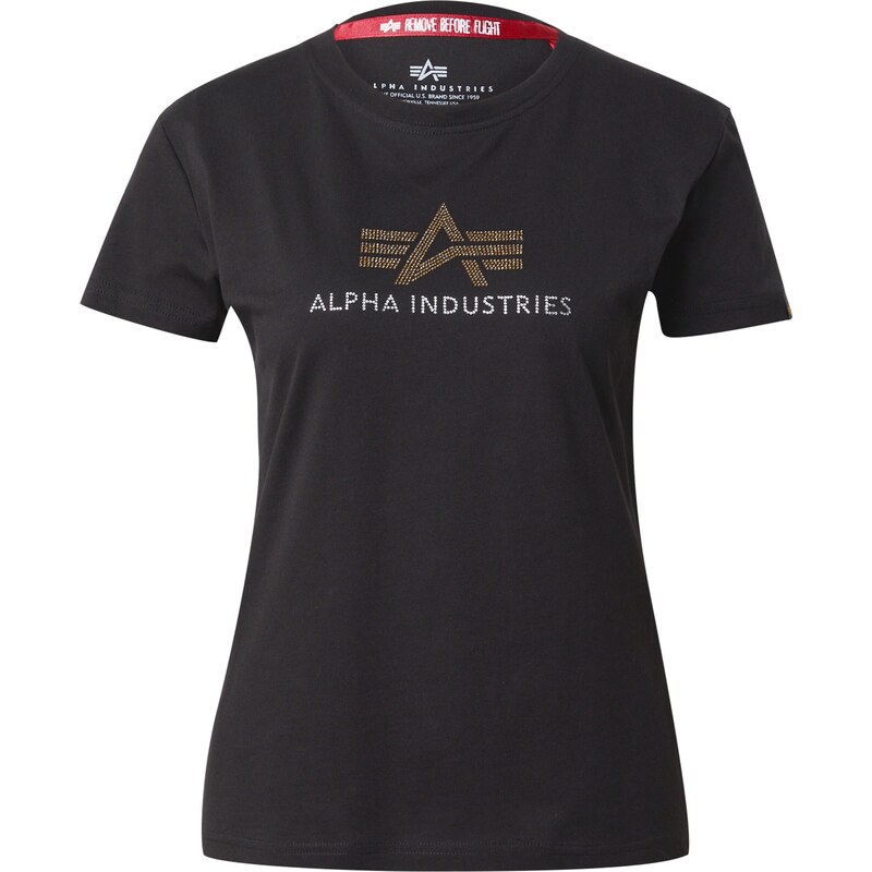 ALPHA INDUSTRIES Majica 'Crystal' zlata / črna / srebrna
