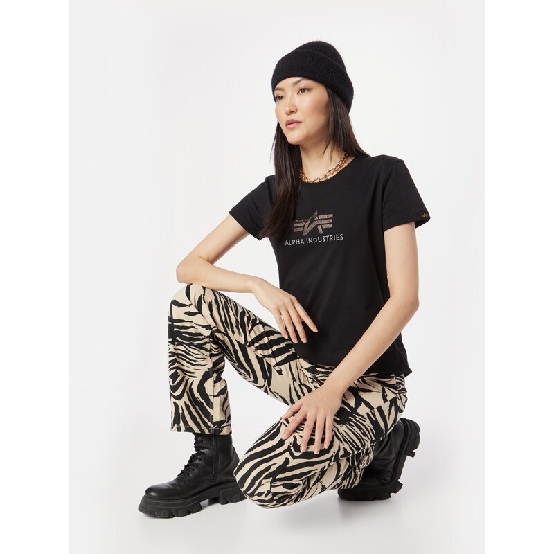 ALPHA INDUSTRIES Majica 'Crystal' zlata / črna / srebrna