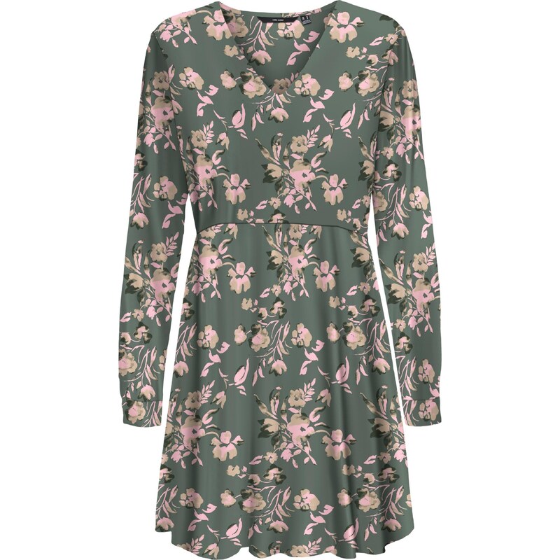 VERO MODA Obleka 'ANNA' svetlo zelena / temno zelena / roza
