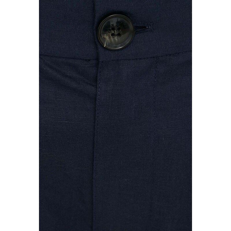 Lanene kratke hlače Bruuns Bazaar Lino Germain mornarsko modra barva