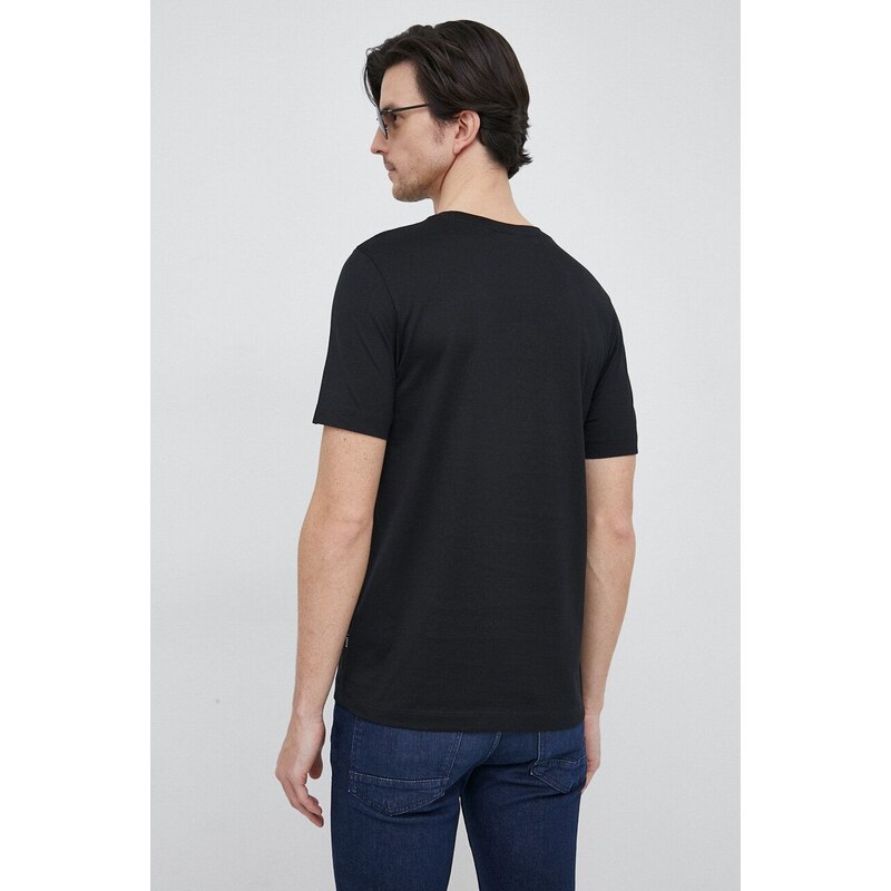 Bombažna kratka majica BOSS črna barva