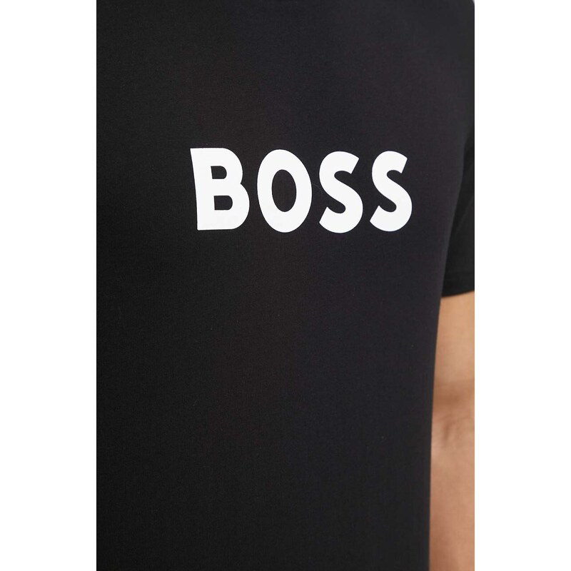 Kratka majica za plažo BOSS črna barva