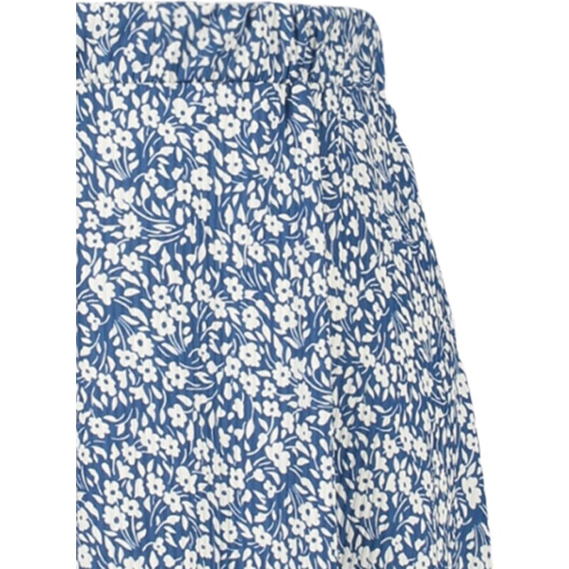 Trendyol Indigo Patterned Flounce Asymmetric High Waist Midi Flexible Knitted Skirt