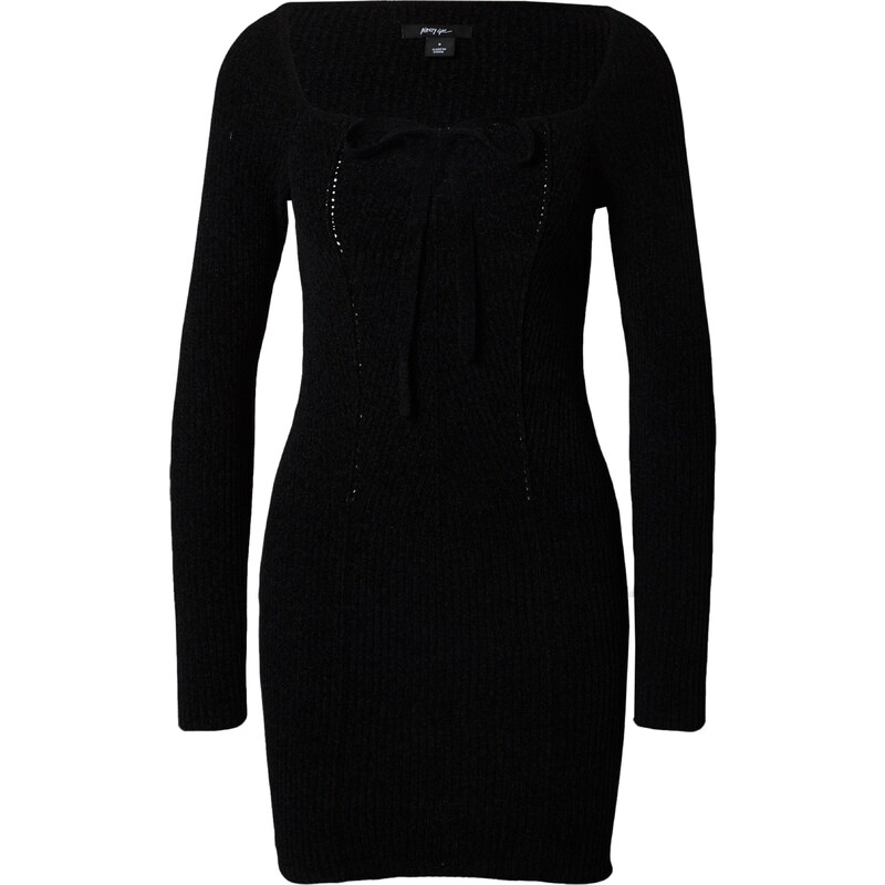 Nasty Gal Pletena obleka 'Chenille' črna