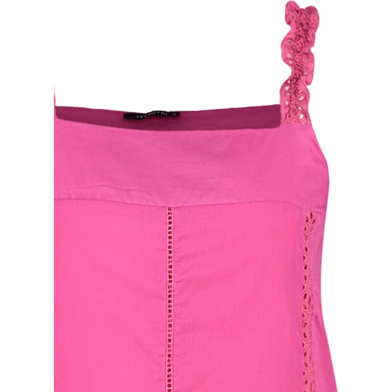 Trendyol roza naravnost rezana mini obleka s tkano podlogo in čipkastim detajlom