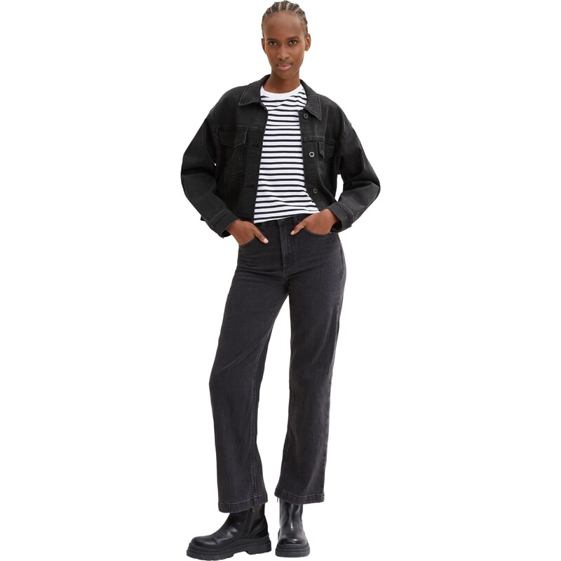 TOM TAILOR DENIM Majica črna / bela