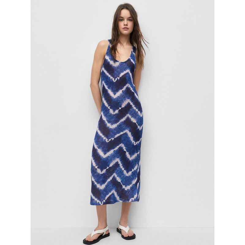 Pull&Bear Poletna obleka modra / temno modra / off-bela