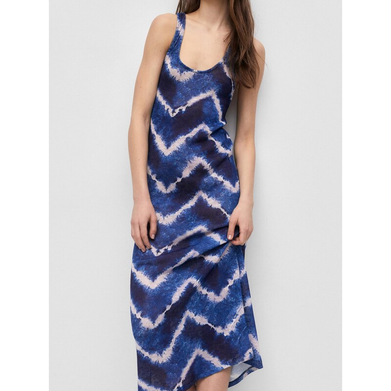 Pull&Bear Poletna obleka modra / temno modra / off-bela