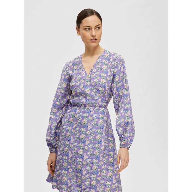 SELECTED Obleka 'Fiola' temno modra / travnato zelena / svetlo lila / pastelno roza / bela