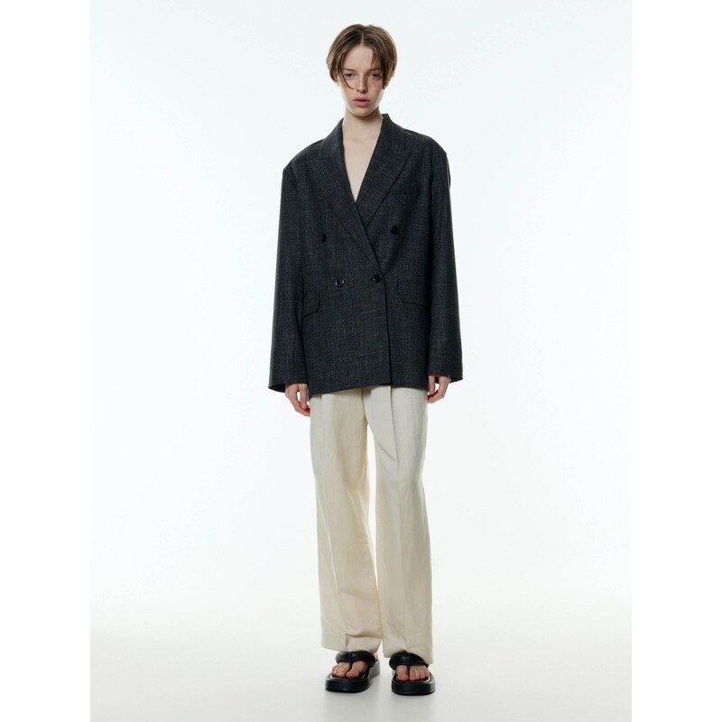 EDITED Hlače z naborki 'Kaj' kremna