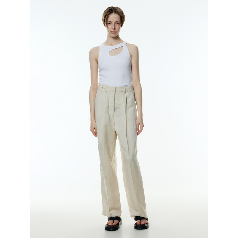 EDITED Hlače z naborki 'Kaj' kremna