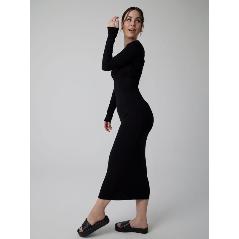 A LOT LESS Pletena obleka 'Caroline' črna