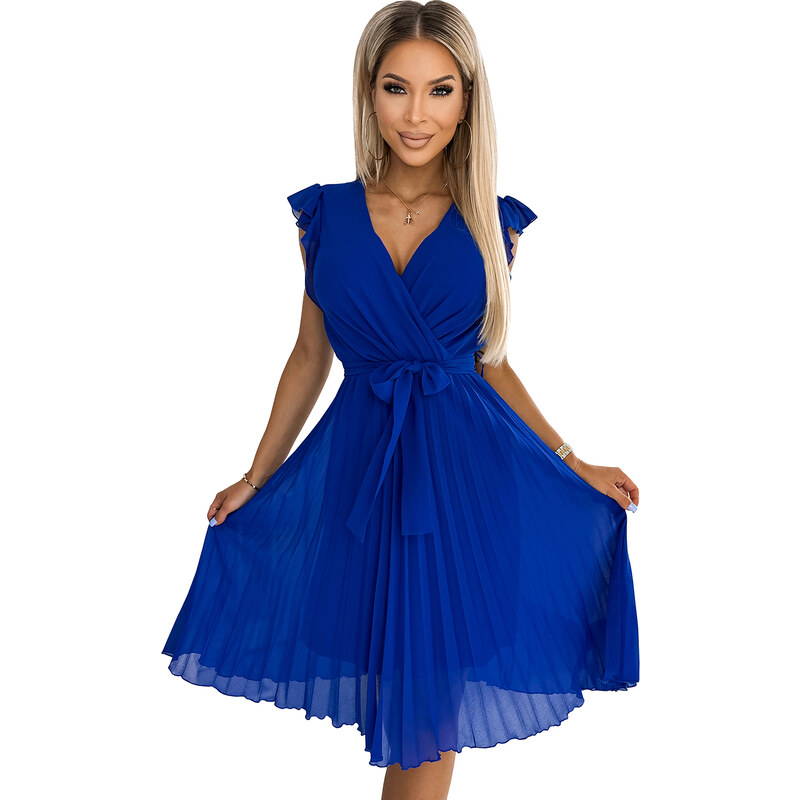 Nagubana obleka z izrezom in nabori Numoco