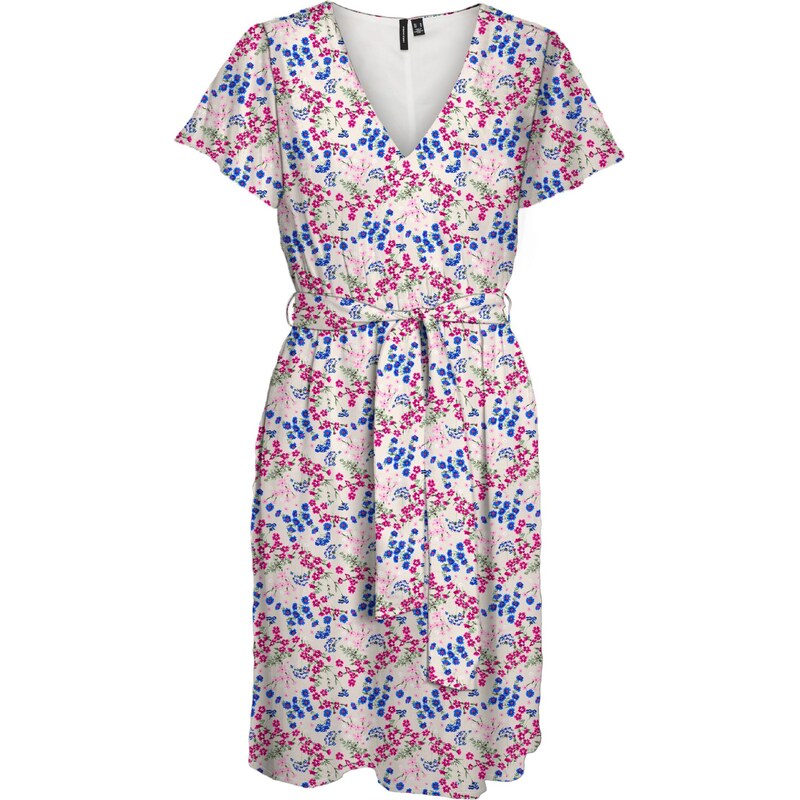VERO MODA Obleka modra / zelena / fuksija / biserno bela