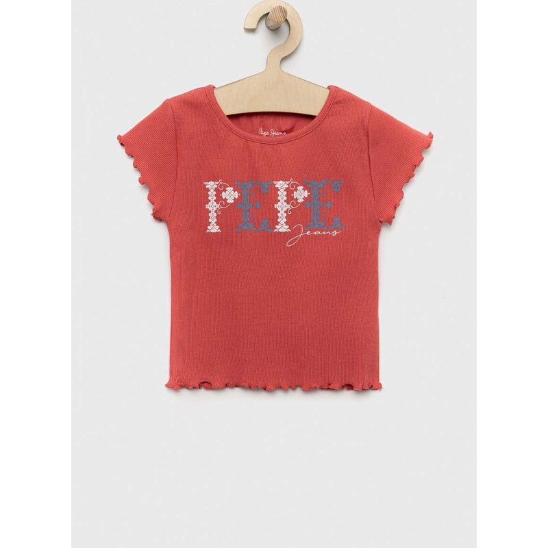 Otroška kratka majica Pepe Jeans PJL GJ Non-denim rdeča barva