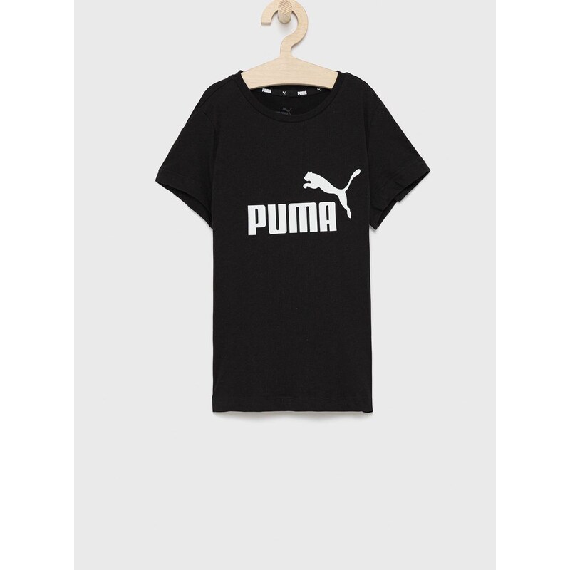 Otroški bombažen t-shirt Puma črna barva
