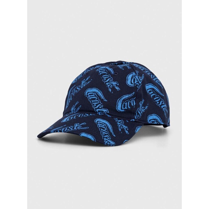 Bombažna bejzbolska kapa Lacoste mornarsko modra barva