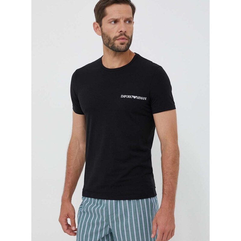 Majica lounge Emporio Armani Underwear 2-pack črna barva