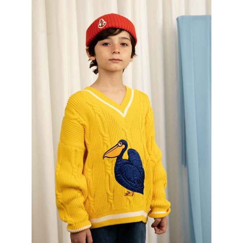 Otroški bombažen pulover Mini Rodini rumena barva