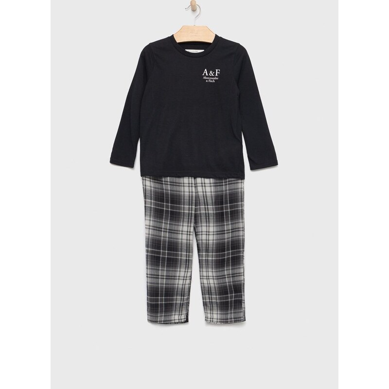 Otroška pižama Abercrombie & Fitch črna barva