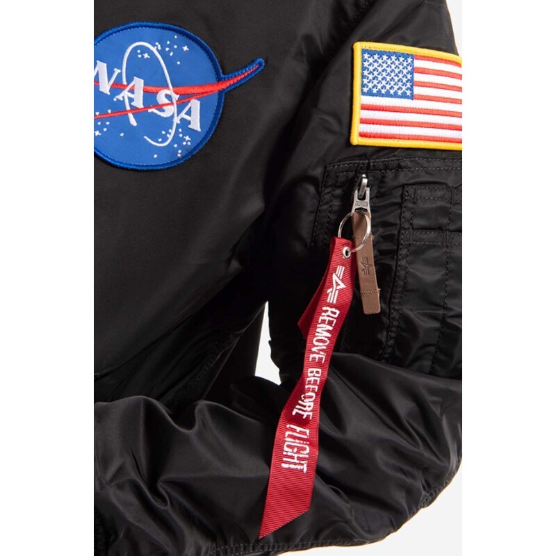Bomber jakna Alpha Industries MA-1 NASA moška, črna barva