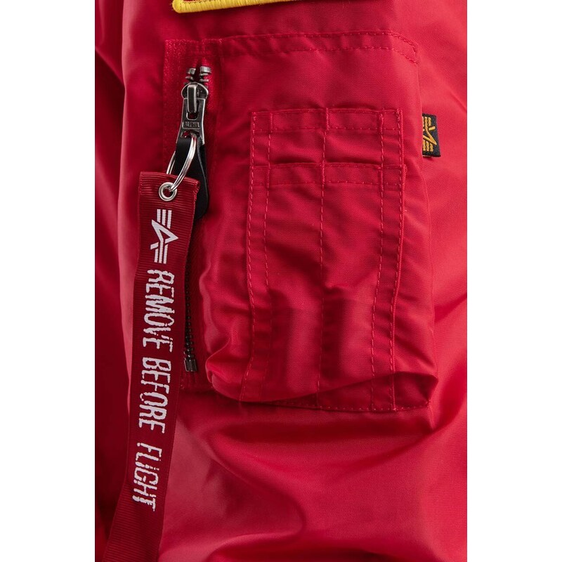Bomber jakna Alpha Industries MA-1 Zip Hood Apollo 136106 665 moška, rdeča barva