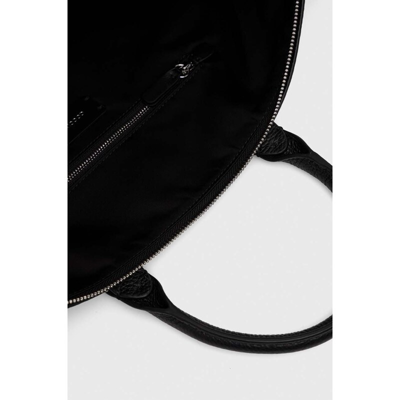 Usnjena torba Coccinelle črna barva