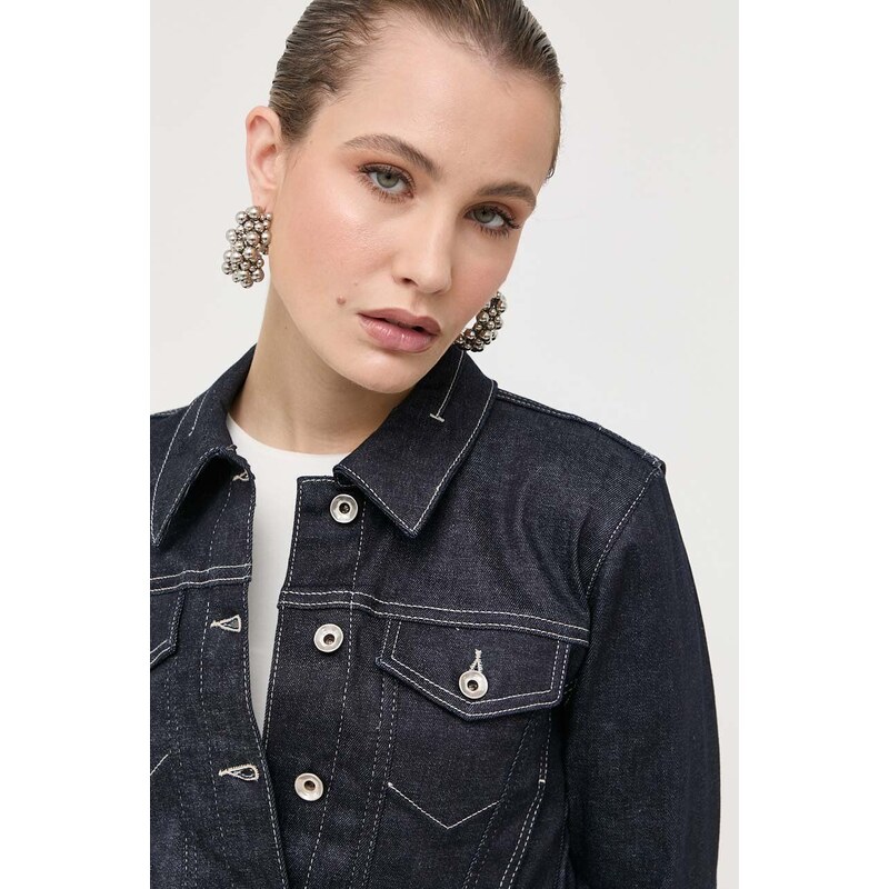 Jeans jakna Patrizia Pepe ženska, mornarsko modra barva