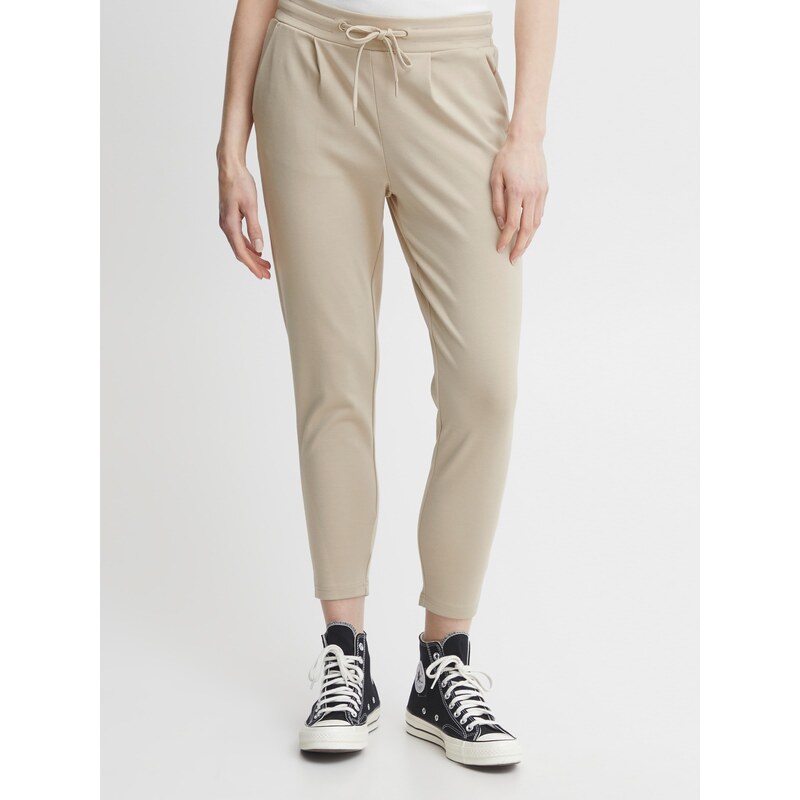 ICHI Hlače z naborki 'ICHKate' svetlo bež