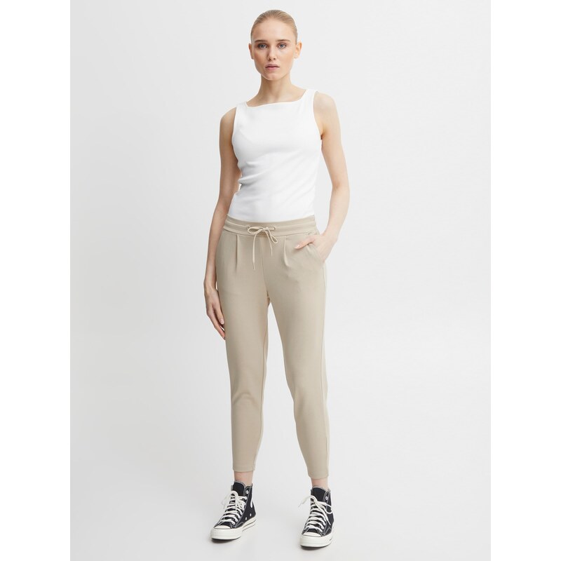 ICHI Hlače z naborki 'ICHKate' svetlo bež
