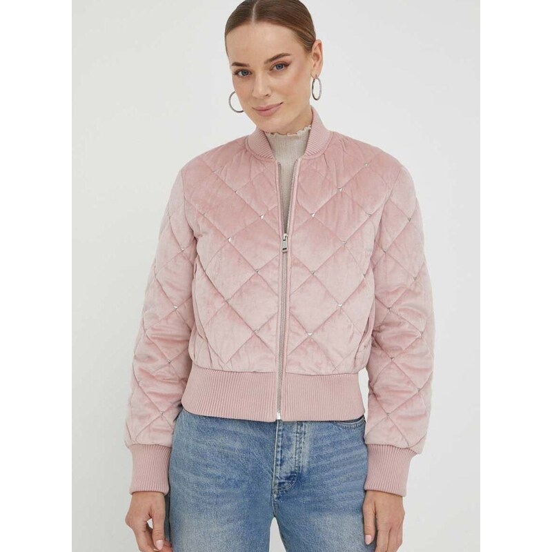 Bomber jakna Guess ženski, roza barva
