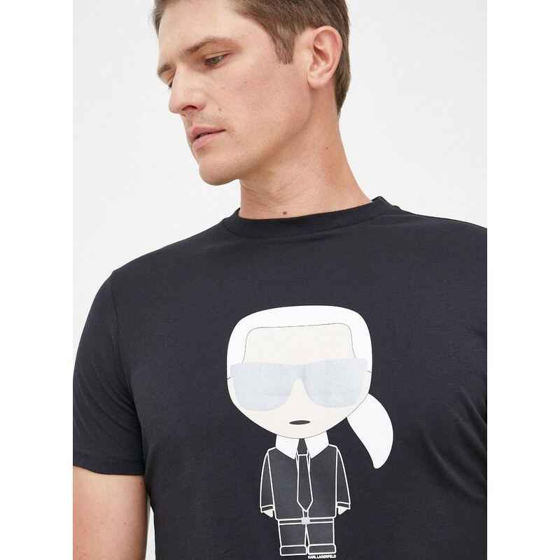 Bombažen t-shirt Karl Lagerfeld črna barva