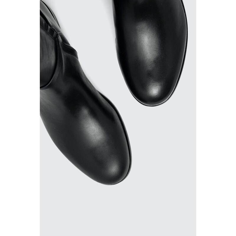 Usnjeni elegantni škornji Lauren Ralph Lauren Bridgette ženski, črna barva, 802908350002