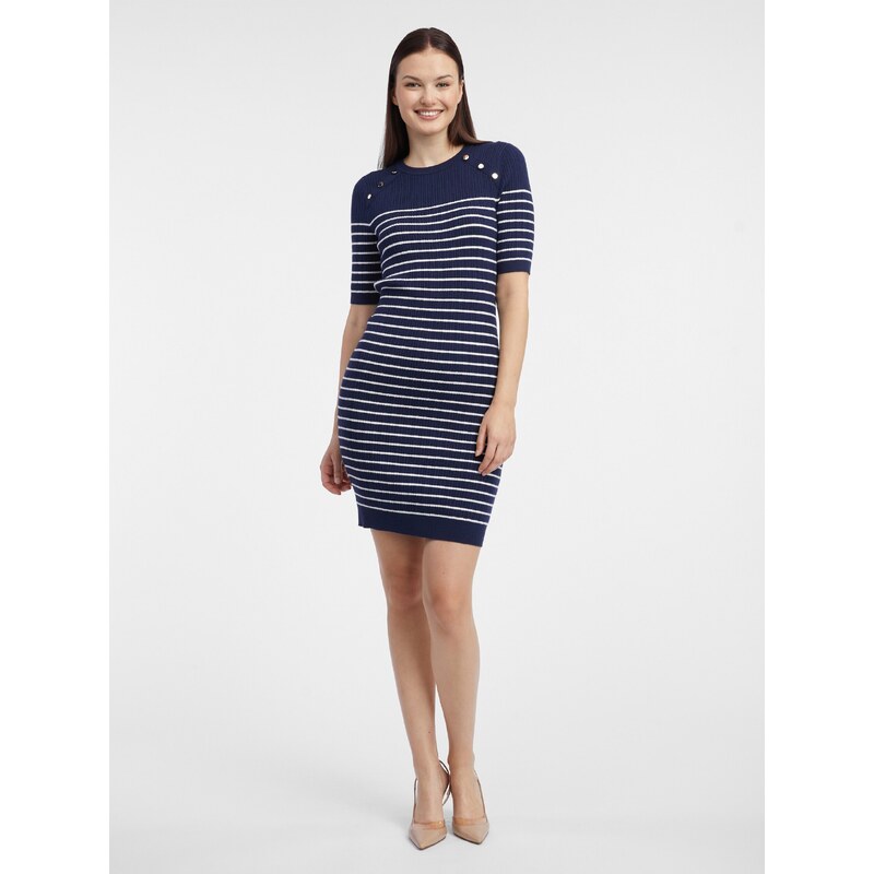 Orsay Dark Blue Women Striped Sweater Dress - Women